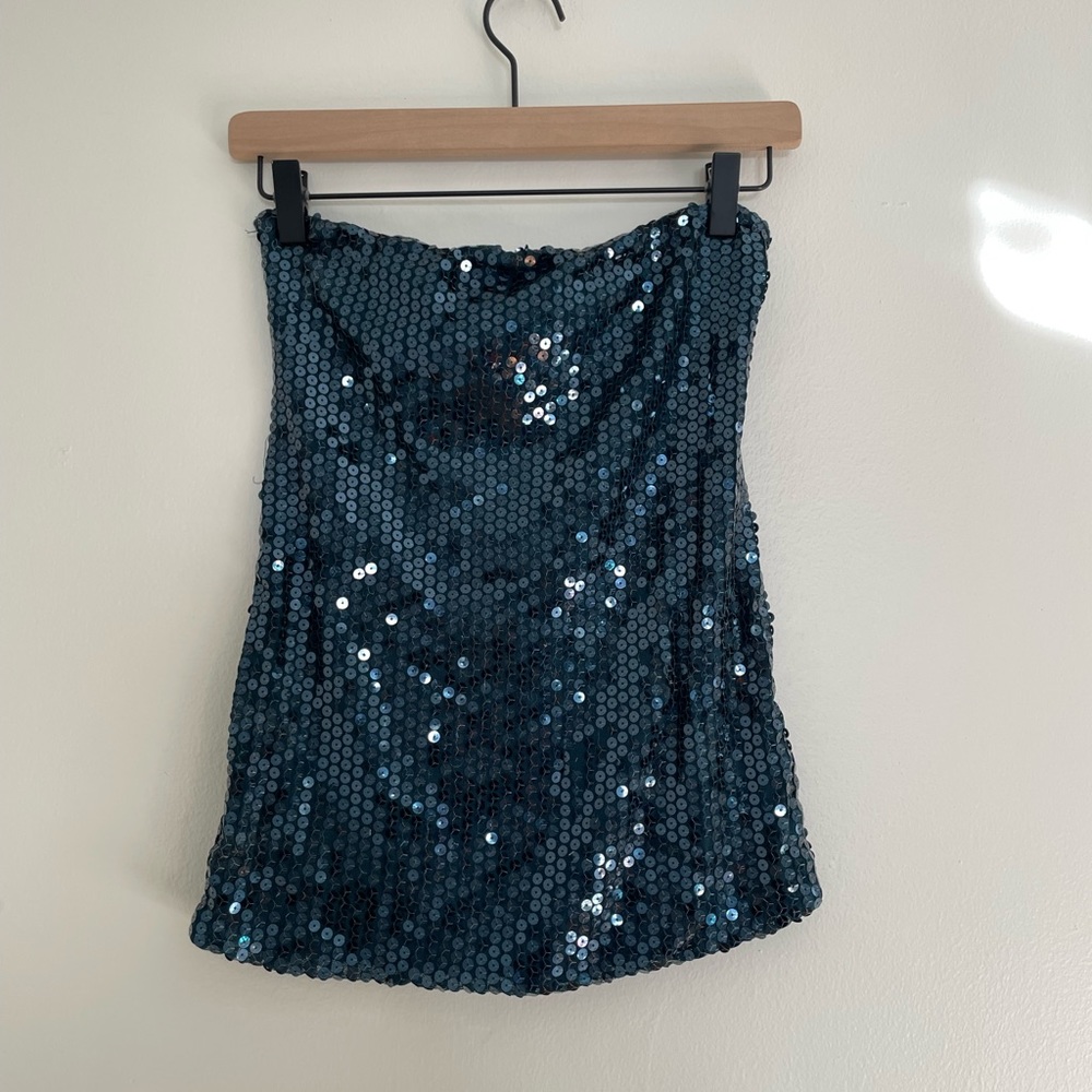 Navy Sequin Sleeveless Top